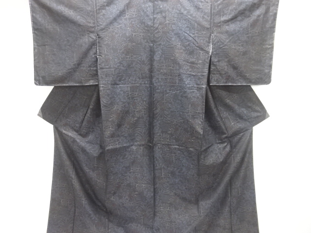 未使用品　草花模様織り出し本場泥大島紬着物 道行コートアンサンブル